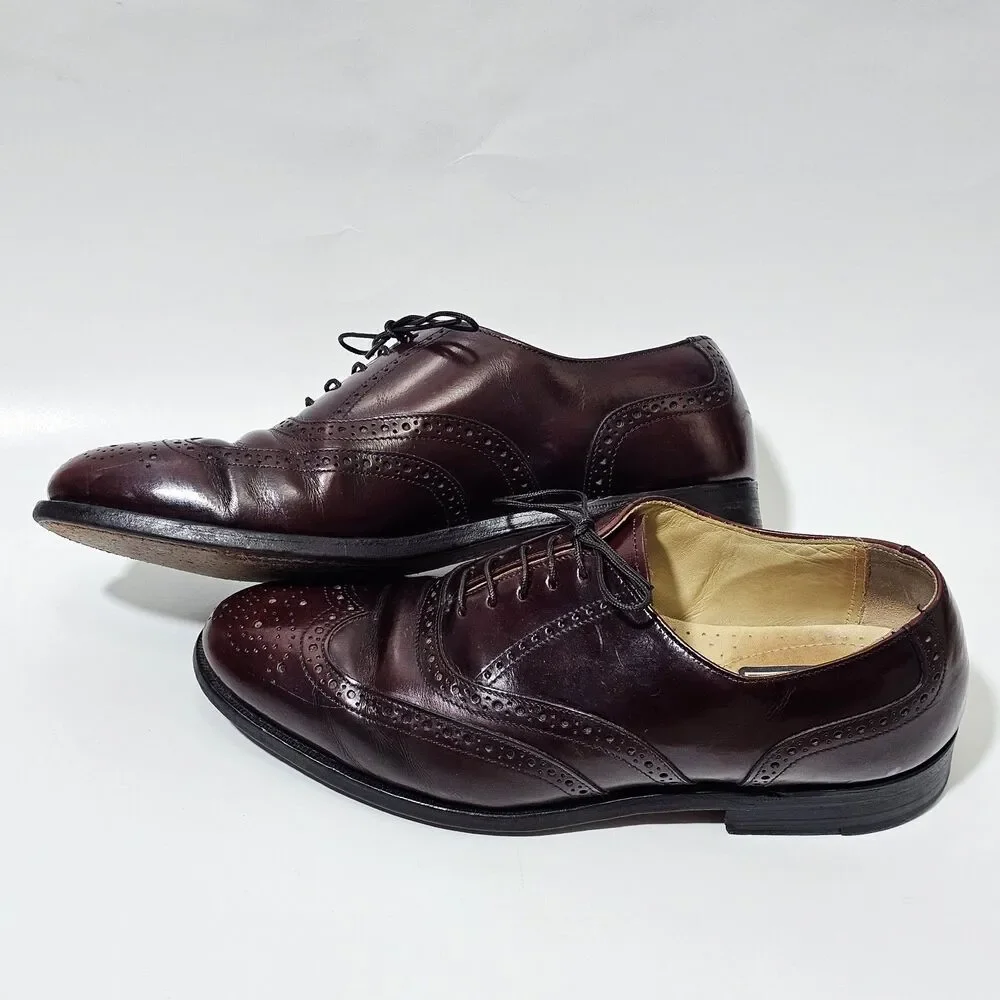 Bostonian  Mens Impression‎ 8.5 D/B Burgundy Leather Oxford Wing Tip Dress Shoes